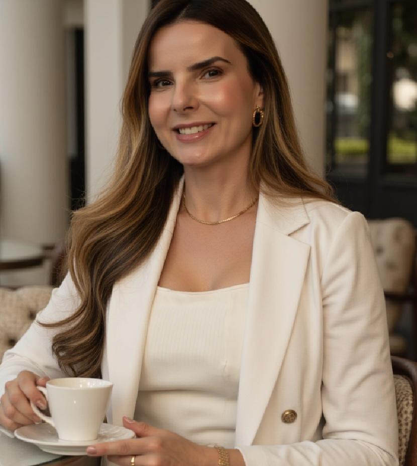 Mulher sorrindo naturalmente em ambiente de clínica estética acolhedor com luz natural